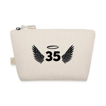 Number 35 Angel - 35th Birthday Wings - Organic Pouch - nature - Front