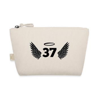 Number 37 Angel - 37th Birthday Wings - Organic Pouch - nature - Front