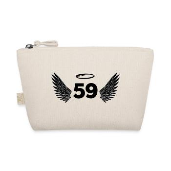 Number 59 Angel - 59th Birthday Wings - Organic Pouch - nature - Front