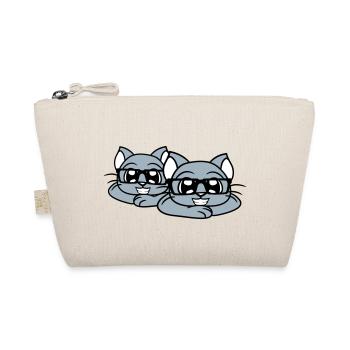 2 Schlaue Nerd Katzen Hornbrille Geek Brillen Team - Bio-Täschchen - Natur - Vorne