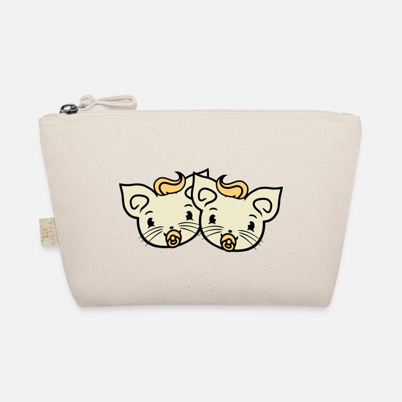 2 pacifiers cats Two baby siblings twins Organic Pouch