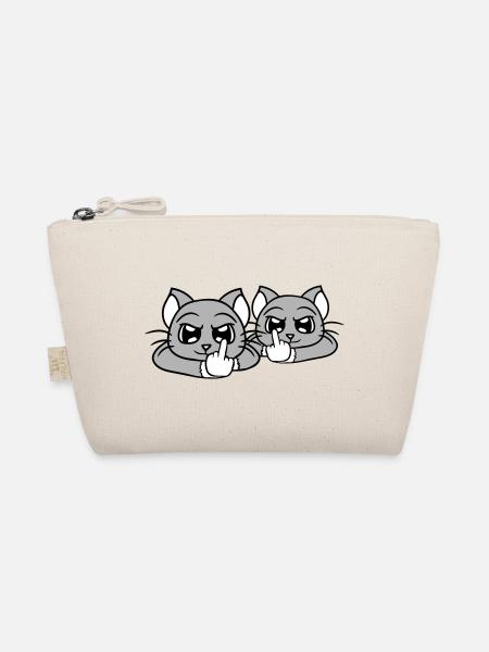 Nasty Cats Friends Middle Finger Insult Team - Organic Pouch - nature - Front