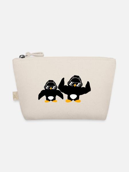 2 Penguins Bodybuilder Sunglasses Headphones Team - Organic Pouch - nature - Front