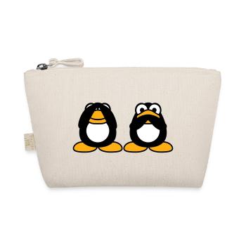 2 Pinguine nichts reden sehen stumm blind Freunde - Bio-Täschchen - Natur - Vorne