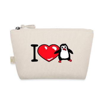 I Love Pinguin Liebe Herz Symbol Süß Kind Baby - Bio-Täschchen - Natur - Vorne
