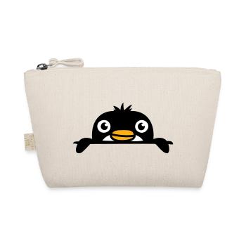 Little penguin peeking sweetly from behind wall child - Organic Pouch - nature - Front