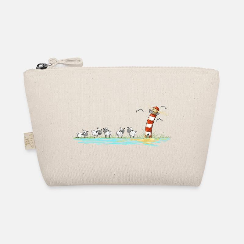 Leuchtturm und Schafe I Nordsee Ostsee Küste - Bio-Täschchen - Natur