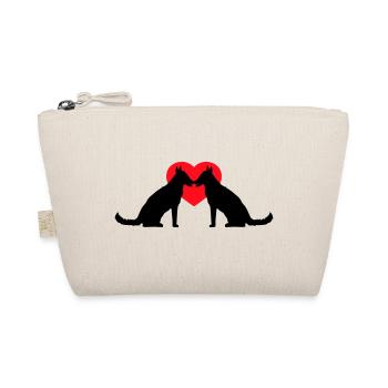 2 Dogs Love Heart Team Sitting Two Friends Crew - Organic Pouch - nature - Front