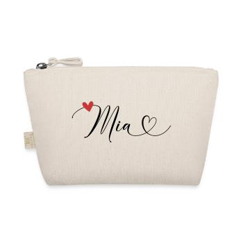 Mia nom Prénom Calligraphie coeur - Trousse biologique - nature - Devant