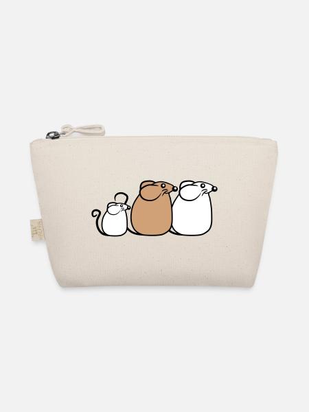 3 Mice Family Child Mom Dad Parents Row Cute - Organic Pouch - nature - Front