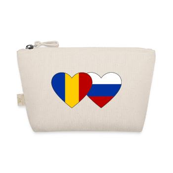 Romania Russia Flag Heart - Organic Pouch - nature - Front
