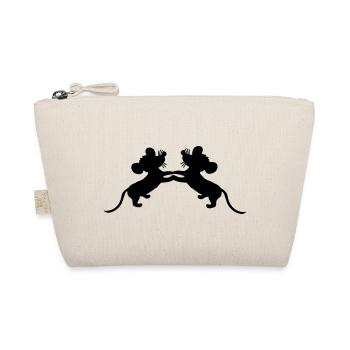 2 Mice Dance Hands Holding Couple Team Friends Love - Organic Pouch - nature - Front