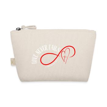 Love Never Fails – 1 Corinthians 13:4-7 - Organic Pouch - nature - Front