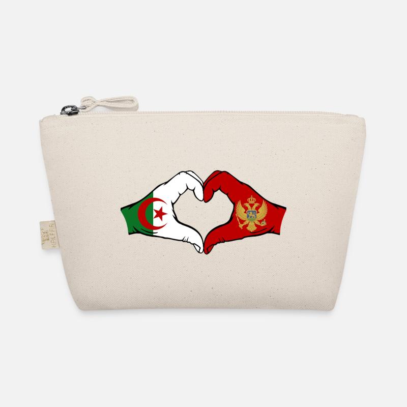Algérie Monténégro Drapeau Mains Coeur Forme Trousse biologique