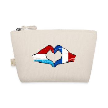 Luxemburg Frankreich Flagge Haende Herzform used - Bio-Täschchen - Natur - Vorne