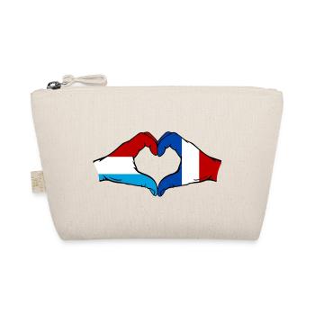 Luxembourg France Flag Hands Heart Shape - Organic Pouch - nature - Front