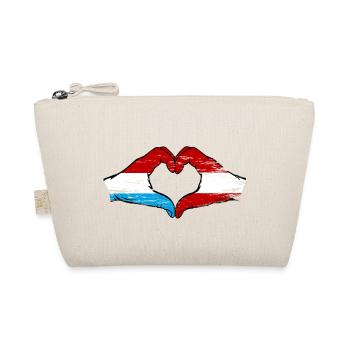 Luxembourg Austria Flag Hands Heart Shape Used - Organic Pouch - nature - Front