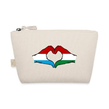 Luxembourg Hungary Flag Hands Heart Shape - Organic Pouch - nature - Front