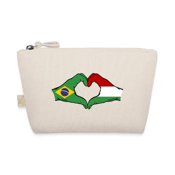 Brazil Hungary Flag Hands Heart Shape - Organic Pouch - nature - Front