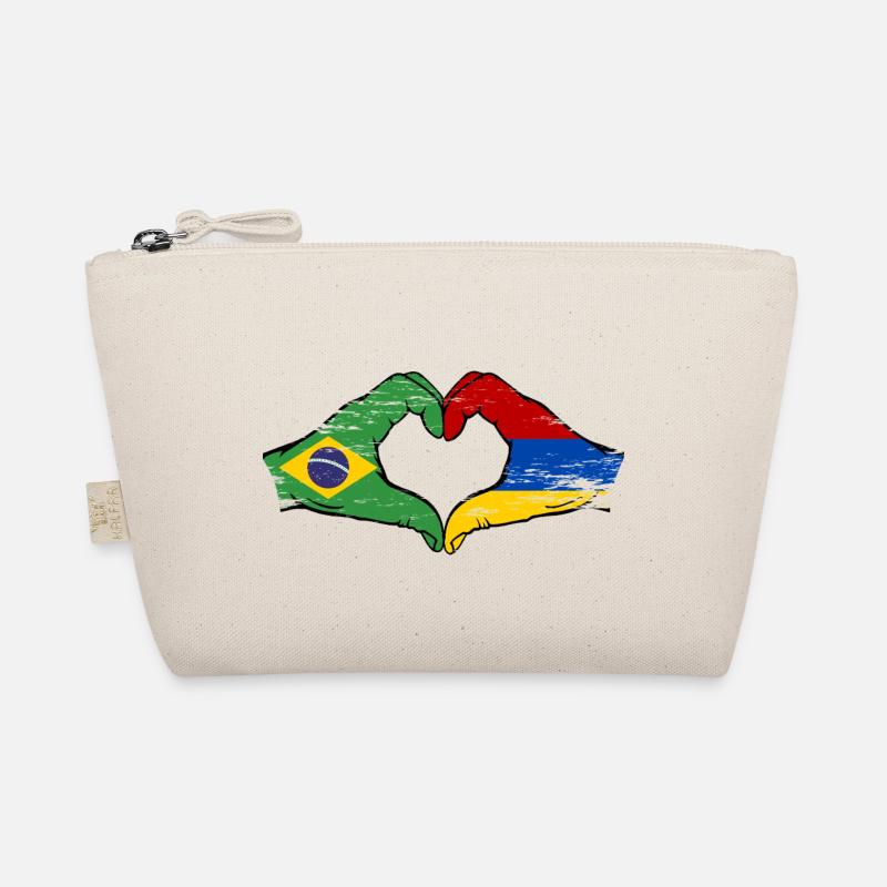 Brésil Arménie Drapeau Mains Coeur Forme Utilisé Trousse biologique