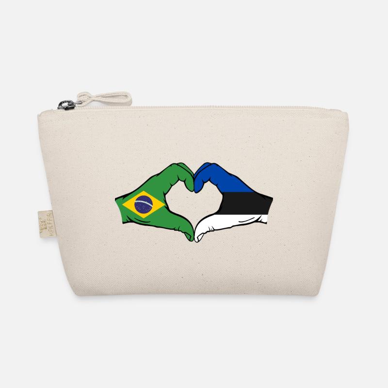 Brésil Estonie Drapeau Mains Coeur Forme Trousse biologique