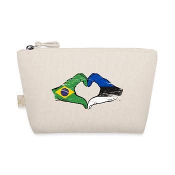 Brazil Estonia Flag Hands Heart Shape Used - Organic Pouch - nature - Front