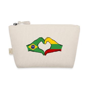 Brazil Lithuania Flag Hands Heart Shape - Organic Pouch - nature - Front