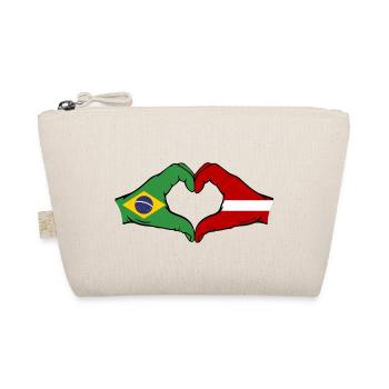 Brasilien Lettland Flagge Haende Herzform - Bio-Täschchen - Natur - Vorne