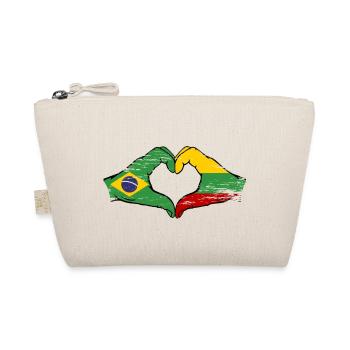 Brasilien Litauen Flagge Haende Herzform used - Bio-Täschchen - Natur - Vorne
