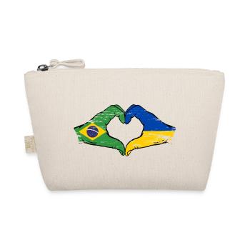 Brazil Ukraine Flag Hands Heart Shape Used - Organic Pouch - nature - Front