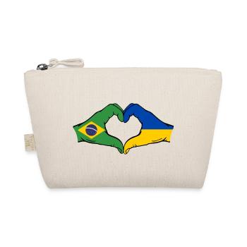 Brasilien Ukraine Flagge Haende Herzform - Bio-Täschchen - Natur - Vorne