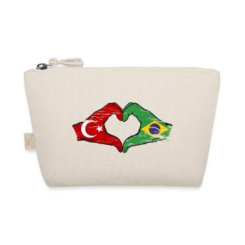 Turkey Brazil Flag Hands Heart Shape Used - Organic Pouch - nature - Front