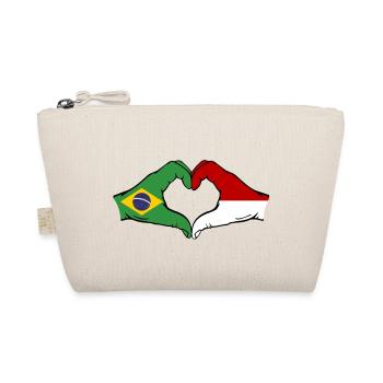 Brazil Monaco Flag Hand Heart Shape - Organic Pouch - nature - Front
