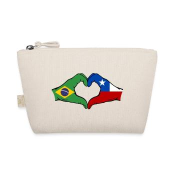Brazil Chile Flag Hands Heart Shape - Organic Pouch - nature - Front