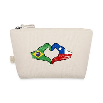 Brazil Chile Flag Hand Heart Shape Used - Organic Pouch - nature - Front