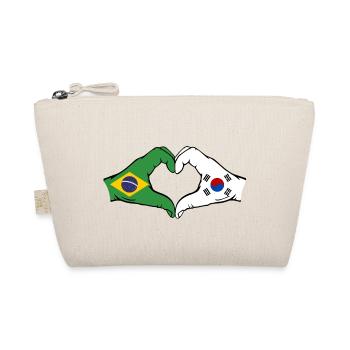 Brasilien Südkorea Hände Herzform - Bio-Täschchen - Natur - Vorne