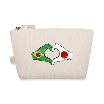 Brazil Japan Flag Hands Heart Shape Used - Organic Pouch - nature - Front