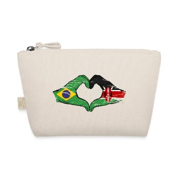 Brasilien Kenia Flagge Hände Herzform used - Bio-Täschchen - Natur - Vorne