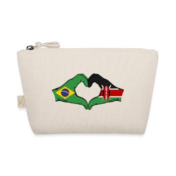 Brasilien Kenia Flagge Hände Herzform - Bio-Täschchen - Natur - Vorne