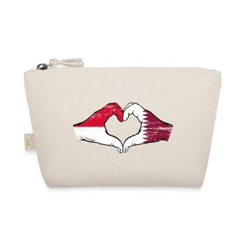 Monaco Qatar Flag Hand Heart Shape Used - Organic Pouch - nature - Front