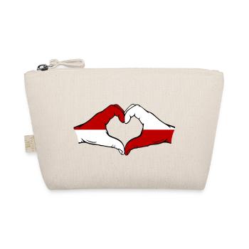 Monaco Poland Flag Hand Heart Shape - Organic Pouch - nature - Front
