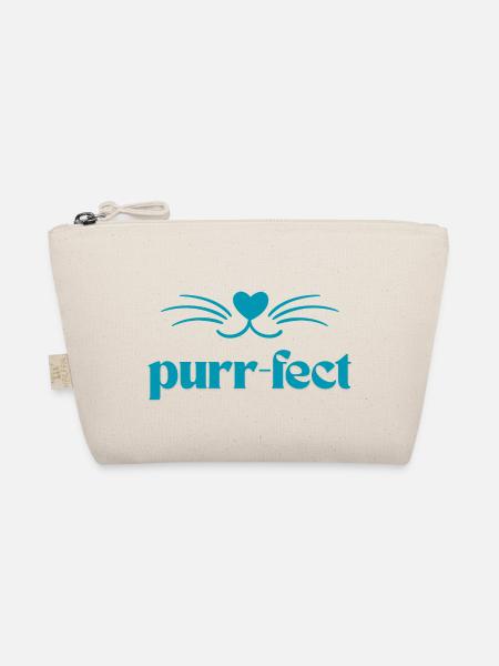 Purr-Fect / Cats T Shirt with Cute Purrs - Organic Pouch - nature - Front