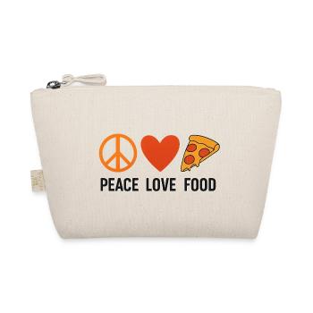Peace Love Food – Retro Style with Heart & Pizza - Organic Pouch - nature - Front