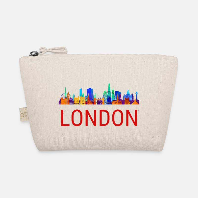 Roter Londoner Text mit Silhouette der Skyline der Stadt Bio-Täschchen