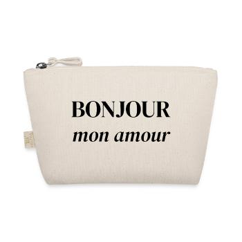 Bonjour Mon Amour – Romantische französische Redewendung - Bio-Täschchen - Natur - Vorne