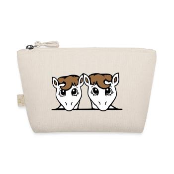 2 Horses Couple Cute Pony Two Friends Couple Team - Organic Pouch - nature - Front