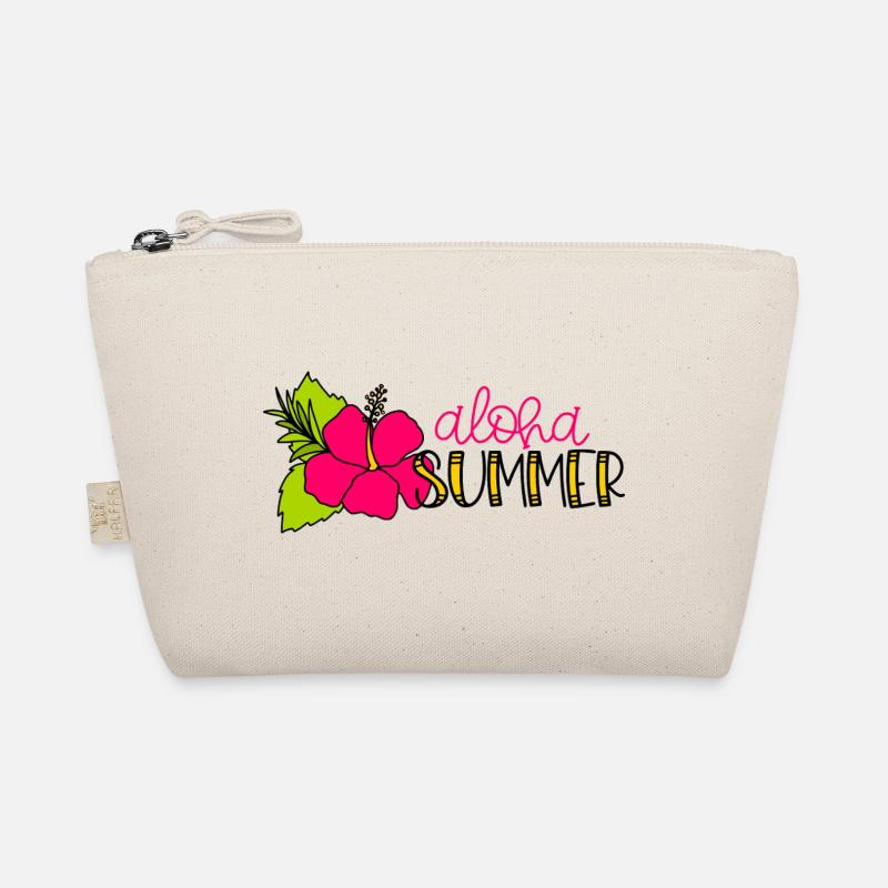 Hibiscus Aloha Design Helle Farben - Bio-Täschchen - Natur