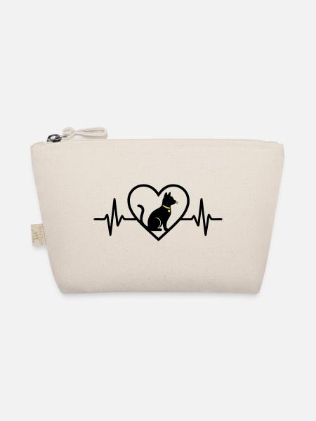 Katze Herz Silhouette Süß Pet Lover Geschenk - Bio-Täschchen - Natur - Vorne