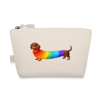 Dackel mit Regenbogen Pullover  - Bio-Täschchen - Natur - Vorne