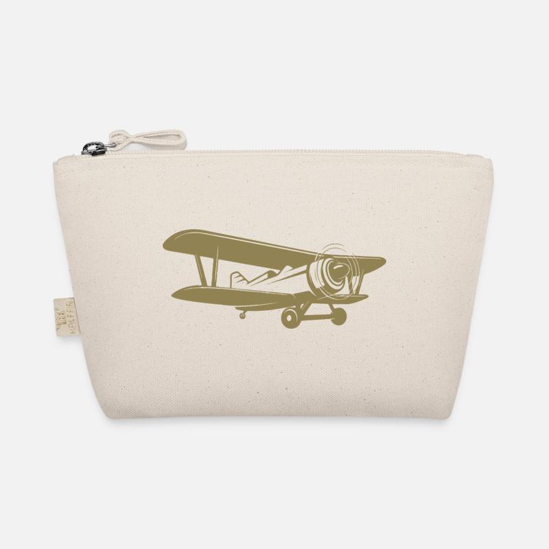 Doppeldecker Pilot Retro Minimalistisch Bio-Täschchen